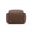 BPM2614 - Miss Lulu Checked PVC Backpack with Detachable Bow, Casual Women’s Daypack for School, Travel & Daily Use - Brown