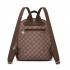 BPM2614 - Miss Lulu Checked PVC Backpack with Detachable Bow, Casual Women’s Daypack for School, Travel & Daily Use - Brown