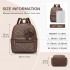 BPM2614 - Miss Lulu Checked PVC Backpack with Detachable Bow, Casual Women’s Daypack for School, Travel & Daily Use - Brown
