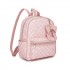 BPM2614 - Miss Lulu Checked PVC Backpack with Detachable Bow, Casual Women’s Daypack for School, Travel & Daily Use - Pink