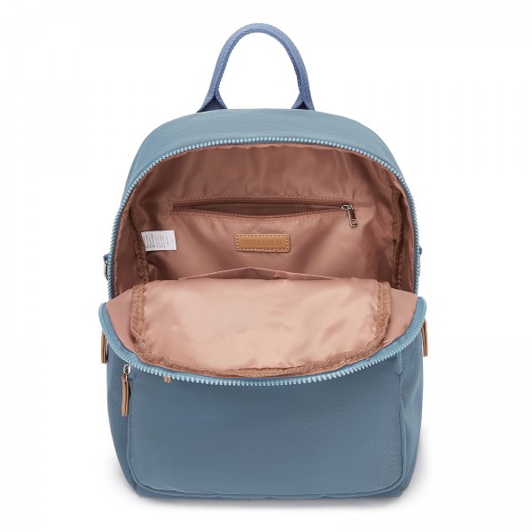 BPM2617 - Miss Lulu Women's Backpack, Water-Resistant Nylon Convertible Shoulder and Crossbody Bag for Travel Work - Blue