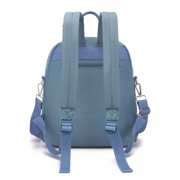 BPM2617 - Miss Lulu Women's Backpack, Water-Resistant Nylon Convertible Shoulder and Crossbody Bag for Travel Work - Blue