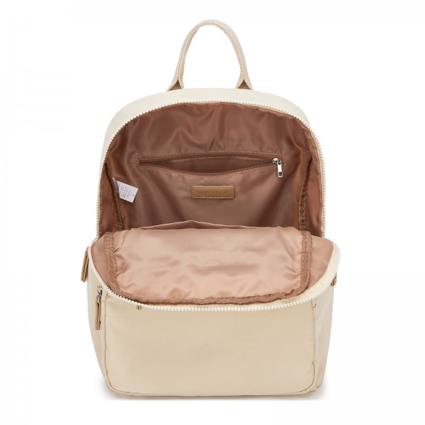 BPM2617 - Miss Lulu Women's Backpack, Water-Resistant Nylon Convertible Shoulder and Crossbody Bag for Travel Work - Beige