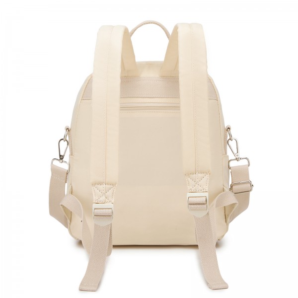 BPM2617 - Miss Lulu Women's Backpack, Water-Resistant Nylon Convertible Shoulder and Crossbody Bag for Travel Work - Beige