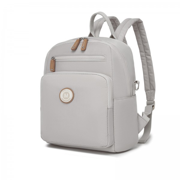 BPM2617 - Miss Lulu Women's Backpack, Water-Resistant Nylon Convertible Shoulder and Crossbody Bag for Travel Work - Light Grey
