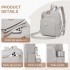 BPM2617 - Miss Lulu Women's Backpack, Water-Resistant Nylon Convertible Shoulder and Crossbody Bag for Travel Work - Light Grey