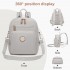 BPM2617 - Miss Lulu Women's Backpack, Water-Resistant Nylon Convertible Shoulder and Crossbody Bag for Travel Work - Light Grey