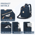 BPM2617 - Miss Lulu Women's Backpack, Water-Resistant Nylon Convertible Shoulder and Crossbody Bag for Travel Work - Navy