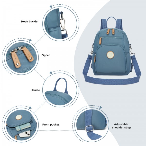 BPM2651 - Miss Lulu 3-in-1 Convertible Rucksack mit Abnehmbarem Langriemen – Tragbar als Rucksack, Schulter- oder Crossbody-Tasche - Blau