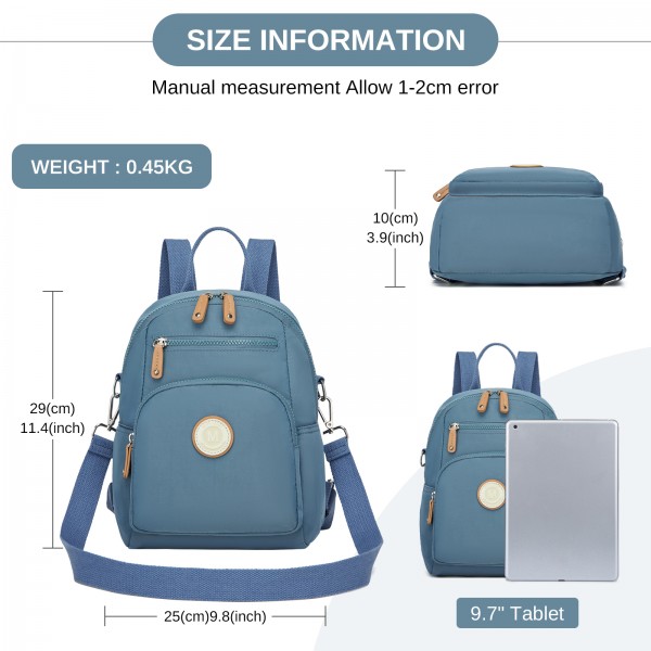 BPM2651 - Miss Lulu 3-in-1 Convertible Rucksack mit Abnehmbarem Langriemen – Tragbar als Rucksack, Schulter- oder Crossbody-Tasche - Blau