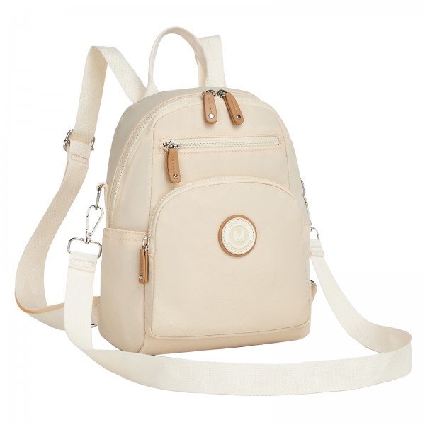 BPM2651 - Miss Lulu 3-in-1 Convertible Rucksack mit Abnehmbarem Langriemen – Tragbar als Rucksack, Schulter- oder Crossbody-Tasche - Beige