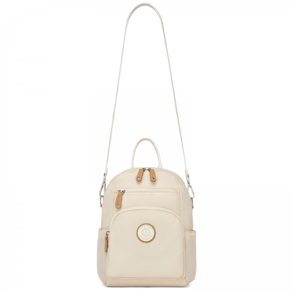 BPM2651 - Miss Lulu 3-in-1 Convertible Rucksack mit Abnehmbarem Langriemen – Tragbar als Rucksack, Schulter- oder Crossbody-Tasche - Beige