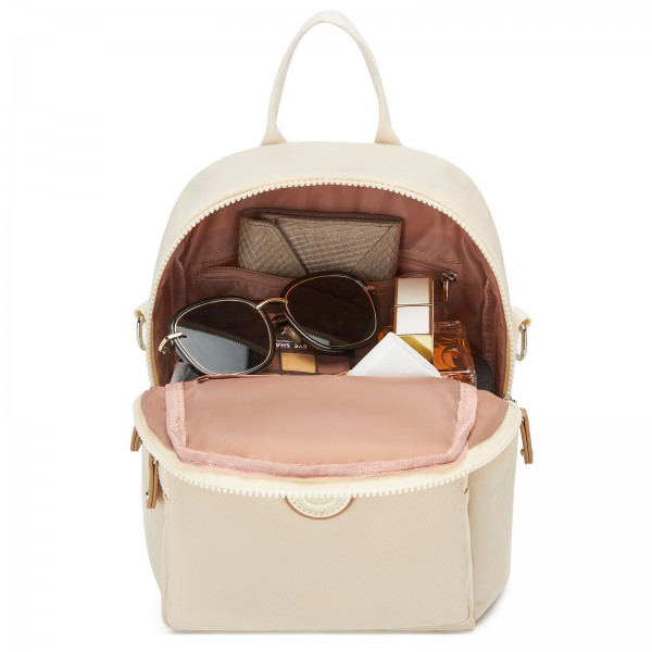BPM2651 - Miss Lulu 3-in-1 Convertible Rucksack mit Abnehmbarem Langriemen – Tragbar als Rucksack, Schulter- oder Crossbody-Tasche - Beige