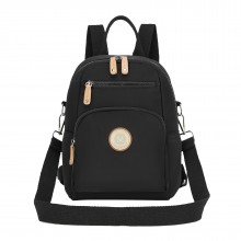 BPM2651 - Miss Lulu 3-in-1 Convertible Backpack with Removable Long Strap - Wear as Backpack, Shoulder or Crossbody Bag - Black