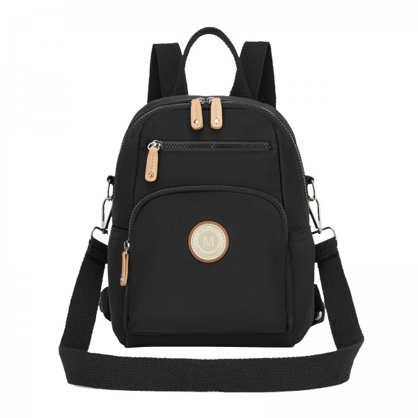 BPM2651 - Miss Lulu 3-in-1 Convertible Rucksack mit Abnehmbarem Langriemen – Tragbar als Rucksack, Schulter- oder Crossbody-Tasche - Schwarz