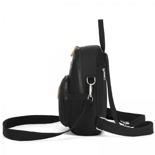 BPM2651 - Miss Lulu 3-in-1 Convertible Rucksack mit Abnehmbarem Langriemen – Tragbar als Rucksack, Schulter- oder Crossbody-Tasche - Schwarz