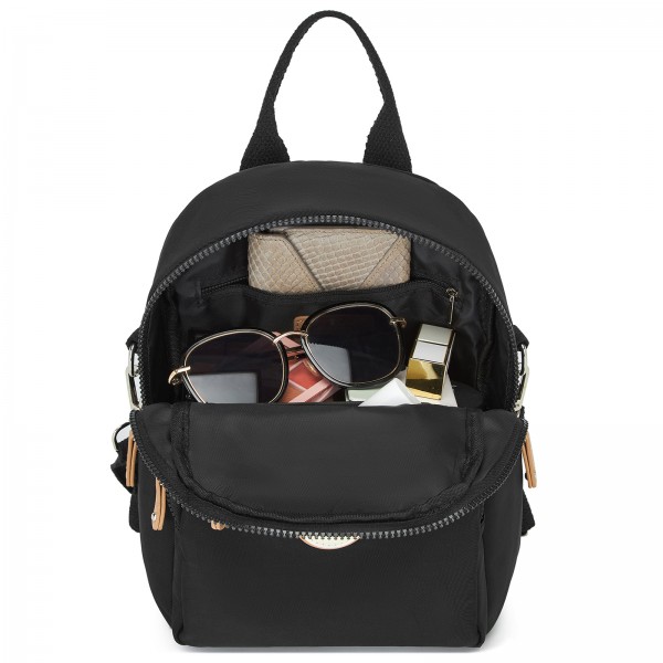 BPM2651 - Miss Lulu 3-in-1 Convertible Rucksack mit Abnehmbarem Langriemen – Tragbar als Rucksack, Schulter- oder Crossbody-Tasche - Schwarz