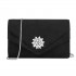 CLM2458 - Miss Lulu Elegante Evening Clutch aus gefälschtem Wildleder mit Kristallblume und abnehmbarer Kettenriemen - Schwarz