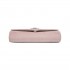 CLM2458 - Miss Lulu Elegant Faux Suede Evening Clutch with Crystal Flower & Detachable Chain Strap - Pink