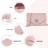 CLM2458 - Miss Lulu Elegant Faux Suede Evening Clutch with Crystal Flower & Detachable Chain Strap - Pink