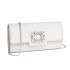 CLM2461 - Miss Lulu Glitter Evening Clutch with Crystal Embellishment & Detachable Chain Strap - Elegant Crossbody or Handheld Bag - Silver