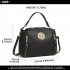 E1851 - Miss Lulu Leather Look Dual Zipped Handbag - Black