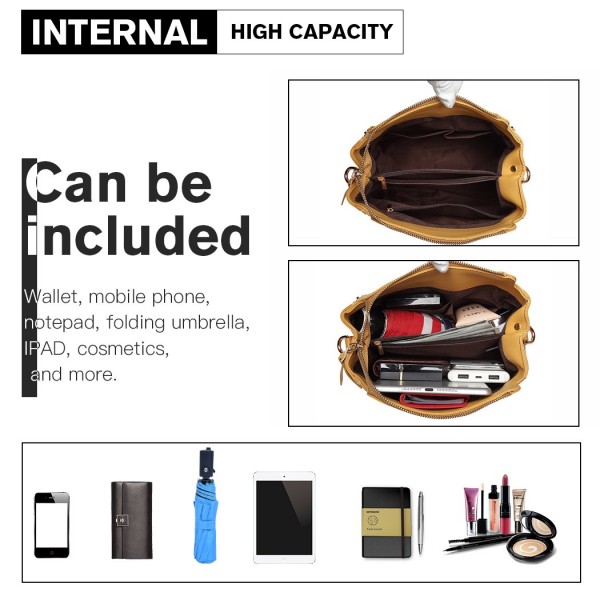 E1851 - Miss Lulu Handtasche in Lederoptik mit Doppelreißverschluss – Gelb