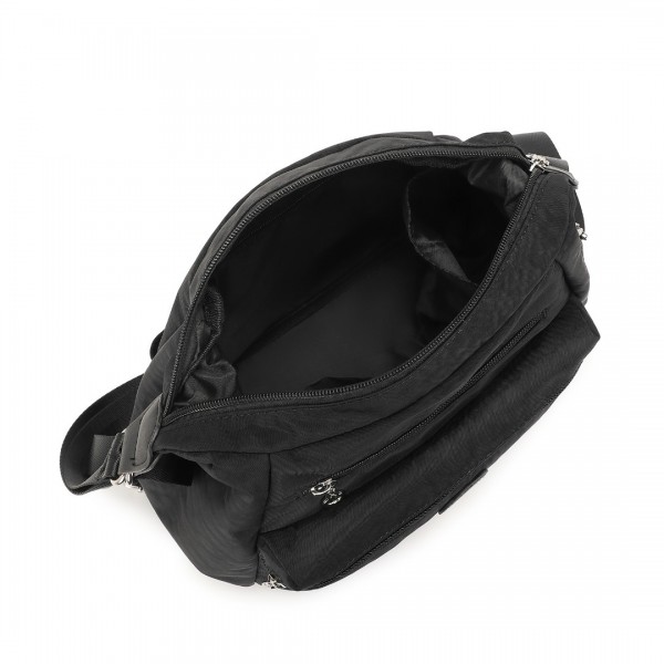 EH2063 - Kono Three Way Multipurpose Casual Shoulder Bag With Double Zippers - Black