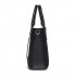 HBM2462 - Miss Lulu PU Leather Graceful Spacious Tote Bag with Woven Trim and Detachable Ethnic Strap - Black