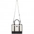 HBM2462 - Miss Lulu PU Leather Graceful Spacious Tote Bag with Woven Trim and Detachable Ethnic Strap - Black
