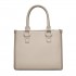 HBM2462 - Miss Lulu PU Leather Graceful Spacious Tote Bag with Woven Trim and Detachable Ethnic Strap - Khaki