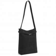 HBM2508 - Miss Lulu Minimalistische vertikale Schultertasche mit verstellbarem Riemen und magnetischem Verschluss - Schwarz