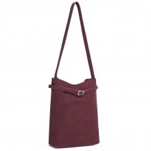 HBM2508 - Miss Lulu Minimalistische vertikale Schultertasche mit verstellbarem Riemen und magnetischem Verschluss - Burgund
