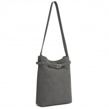 HBM2508 - Miss Lulu Minimalistische vertikale Schultertasche mit verstellbarem Riemen und magnetischem Verschluss - Grau