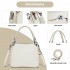 HBM2509 - Miss Lulu Textured PU Leather Crossbody Handbag with Woven Accents for Women - Beige