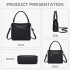 HBM2509 - Miss Lulu Textured PU Leather Crossbody Handbag with Woven Accents for Women - Black