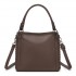 HBM2509 - Miss Lulu Textured PU Leather Crossbody Handbag with Woven Accents for Women - Brown