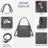 HBM2509 - Miss Lulu Texturierter PU-Leder-Umhängetasche mit Gewebedetails für Damen - Grau