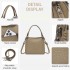 HBM2509 - Miss Lulu Textured PU Leather Crossbody Handbag with Woven Accents for Women - Khaki