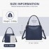 HBM2509 - Miss Lulu Texturierter PU-Leder-Umhängetasche mit Gewebedetails für Damen - Marineblau