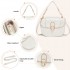 HBM2514 - Miss Lulu Stylish PU Saddle Bag with Chain-Accent Top Handle & Adjustable Strap - Beige