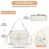 HBM2514 - Miss Lulu Stylish PU Saddle Bag with Chain-Accent Top Handle & Adjustable Strap - Beige