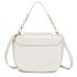 HBM2514 - Miss Lulu Stylish PU Saddle Bag with Chain-Accent Top Handle & Adjustable Strap - Beige
