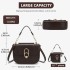 HBM2514 - Miss Lulu Stylish PU Saddle Bag with Chain-Accent Top Handle & Adjustable Strap - Brown