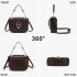 HBM2514 - Miss Lulu Stylish PU Saddle Bag with Chain-Accent Top Handle & Adjustable Strap - Brown HBM2514 - Miss Lulu Stylish PU Saddle Bag with Chain-Accent Top Handle & Adjustable Strap - Brown