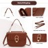 HBM2514 - Miss Lulu Stylish PU Saddle Bag with Chain-Accent Top Handle & Adjustable Strap - Light Brown