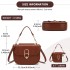 HBM2514 - Miss Lulu Stylish PU Saddle Bag with Chain-Accent Top Handle & Adjustable Strap - Light Brown