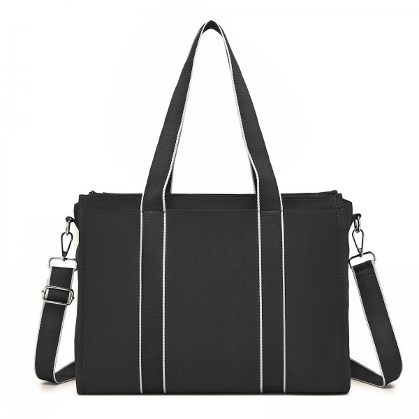 HBM2604 - Miss Lulu Wearproof Large Capacity Tote Bag with 15.6” Laptop Sleeve, Dual Carry Options for Business and Everyday Use - Black