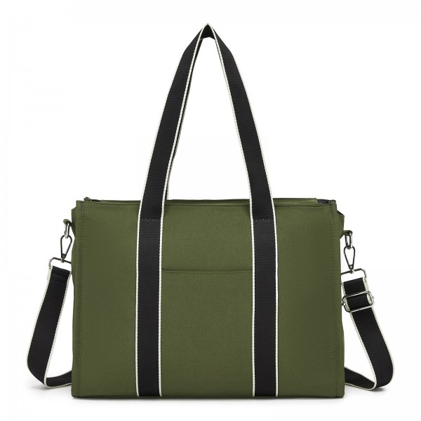 HBM2604 - Miss Lulu Wearproof Large Capacity Tote Bag with 15.6” Laptop Sleeve, Dual Carry Options for Business and Everyday Use - Green