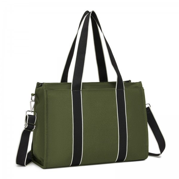 HBM2604 - Miss Lulu Wearproof Large Capacity Tote Bag with 15.6” Laptop Sleeve, Dual Carry Options for Business and Everyday Use - Green